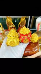 Hũ đựng muối gạo thần tài Hũ đựng muối gạo cầu tài lộc may mắn Đồ phong thủy trang trí tết