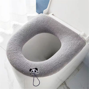 1Pcs Winter Warm Toilet Seat Cover Closestool Mat Washable O-shape Pad Bathroom Accessories Knitting Pure Color Soft Bidet Cover