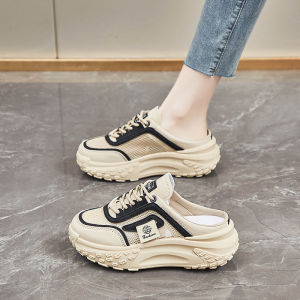 Womens Slip-On Sports Shoes Half Slippers Thick Bottom Anti-Slip Breathable Mesh Summer Outdoor Fashionable Slip-On Slippers