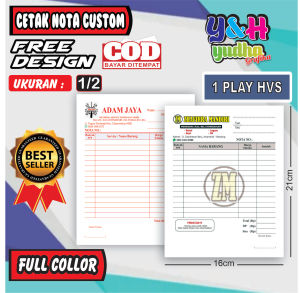 (Min 2 buku) Nota Costum 1/2 1 Ply (isi 50 lembar) Invoice / Tagihan / Nota Service Y&HYudhagrafika
