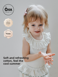 OAK FAMILY | Oak Family Summer Baby Girl Vest Collarless T-shirt Modal Base Shirt Sleeveless Top Cotton Blend Fabric Pure Color Design