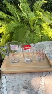 แก้วตวง 3 ใบคละไซต์(ได้แก้วมีหู8oz+6oz+1.5oz) ทนร้อน 90 องศา พร้อมส่ง 2-4 วันได้รับของ