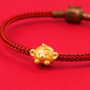 Chow Sang Sang 周生生 999 Gold Charme Chinese Zodiac Monkey Charm for Women & Men 95967C (Bracelet Not Included)