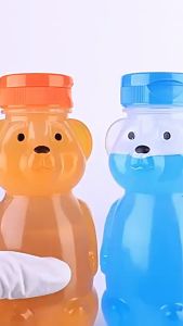 230ML Cute Bear Straw Cup Long Straws Squeezable Assistive Drink Container Spill Proof and Leak Resistant Lid with Lid Bear Sippy Cup