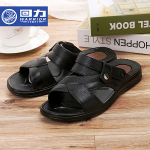 Warrior Sandals Mens Summer Trendy Beach Shoes Wear Resistant Anti-Slip Outdoor Flat Casual Fashion Two-Way Slip-On Slippers