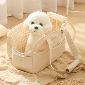 Petery Stylish Pet Carrier Bag Shoulder Bags Portable Durable Beige Tote Puppy Handbag for Hiking Travel Carrying Pet Supplies Walking Camping