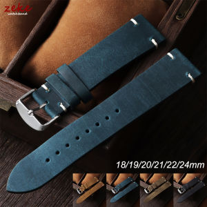 18mm 19mm 20mm 21mm 22mm 24mm Vintage Soft Oil Wax Watch Band for Seiko Cowhide Watch Strap Mens Crazy Horse Leather Watchband