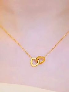 Pawnable Original 18k Saudi Gold Necklace Gold for Women Love Pendant Necklace Wedding Jewelry Birthday Gift Necklace Fashion Hypoallergenic Lucky Charm Necklace