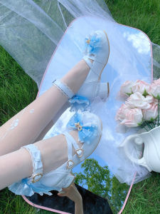 Giày Olita Phong Cách Cổ Điển Cổ Điển Có Gót Trung Bình Cho Tiệc Cưới Hoa Nhỏ Sang Trọng Và Rườm Rà