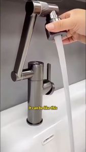 Universal 1080° Stainless Steel Mechanical Arm Rotating Faucet for Kitchen Sink Swivel Faucet Faucet for Bathroom Kitchen Faucet extender With 2 Water Outlet Modes Foldable & Retractable hot and cold faucet lavatory faucet