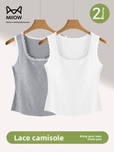 Miiow |  Lace Trim Fixed Cup One-Piece Womens Vest 2025 Summer Anti-Light No Bra Needed Cat Woman Underwear Seamless Comfortable Fit