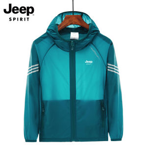 JEEP SPIRIT Mens Lightweight  Jacket Summer New Sun Protection Clothing UV Resistant Outdoor Travel Waterproof Hooded Jacket Ice Silk Quick Drying
