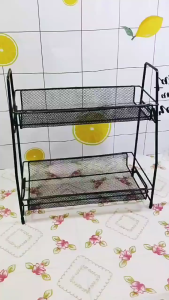 ZH1526 Desktop Double Layer Storage Organizer Rack Detachable Iron Kitchen Spice Rack