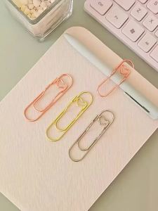 10pc Metal Love Creative Paper Clip Shape Pen Clip Simple And Portable Student Notebook Clip Accessory Ballpoint Pen Buckle B