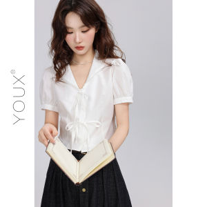 YOUXIANG | Áo Sơ Mi Trắng Đính Nơ Phù Hợp Nhiều Dịp Ôm Sát