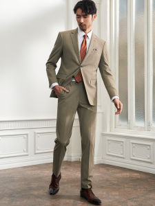 Bridegroom Gray Brown Business Casual Wedding Suit Trim Fit