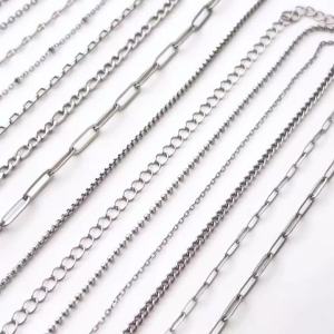 1m Stainless Steel Chain for DIY Bracelet Necklace Clothing Sewing Garment Decoration Craft Accessories Jewelery Materials