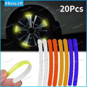 【Howdi Car Outlets】20Pcs Car Wheel Hub Reflective Sticker Tire Rim Luminous Stickers for Auto Motorcycle Bicycle