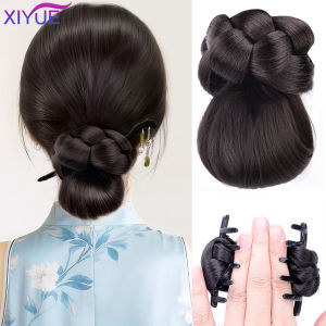 Synthetic Clamp Type Loop Hairstyle with Claw Clip Horsetail Hair Extensions with Stylish and Natural Steering Head for Women