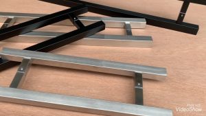 มือจับประตูสแตนเลส 450 600 750 มม. เกรด304 มือจับประตูกระจก ทรงเหลี่ยม สีดำ ถม