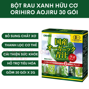 Bột rau xanh cải xoăn hữu cơ Aojiru Orihiro 100% Organic 30 gói x 2g Nhật Bản