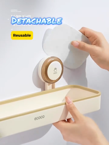 Ecoco Bathroom Shelf Toilet Organizer Wall-mounted Kitchen Organizer Drill-Free 1-Press to Instal