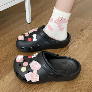 Eva Hole Shoes Womens Summer Outdoor Non-Slip 2024 New Arrival Students Cartoon Non-Slip Beach Two-Way Wear Pump