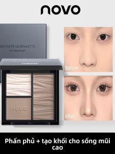 NoVo Ba Màu Highlighter Pan Novo Triple Color Contour Palette High Lighter Shadow Matte Sparkling Powder Face Brightening Nose Shadow Side Shadow Dual Tone Beginner
