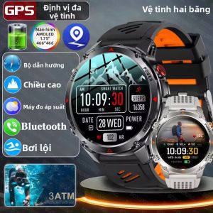 Đồng Hồ Thông Minh Thể Thao GPS Chuyên Nghiệp Mới Năm 2025 Dành Cho Nam Theo Dõi Chạy Bộ Bơi Lội Ngoài Trời Với La Bàn Máy Đo Độ Cao Chống Nước 3ATM Dây Đeo Silicon