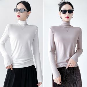 miiow | High Neck Knitted Long Sleeve Base Shirt Womens Inner Wear Slim Fit Fashionable MiiOW Cat Person 2025 New Style Spring Autumn Winter
