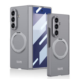 Magnetic Hinge Z Fold 7 Anti-Drop Case Cover Rotating Kickstand Wireless Charging Samsung Galaxy Z Fold7 Casing All-Round Protection Durable Hard PC Phone Case with Tempered Glass