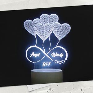 Personalised LED Night Lamp Light Gift For Birthday Wedding Anniversary 520 Lampu Meja Gift Hadiah Customised