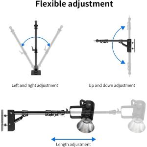 【 Local Inventory 】Wall Mount Triangle Boom Arm 39.37inch/100cm Ring Light Mount Support 180°Flexible Rotation For Studio Video Light Monolight Photography  Softbox  Reflector