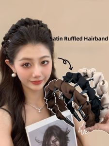 High-End Satin Folded Toothcomb Hairband Womens Anti-Slip Headband Stylish Hair Clip Headwear Fresh out Fashionable Design