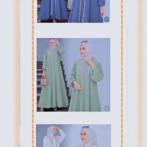 Desayu Dress Bordir Terbaru Desain Cantik Mewah Dan Elegan Bahan Cringkel Airflow Mix Bordir Gamis Lebaran Kekinian Tersedia Ukuran  M L XL