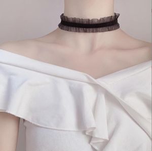 Sweet Style Lace Necklace Womens Butterfly Knot Choker Fashionable Minimalist Lockbone Chain Jewelry Accessory