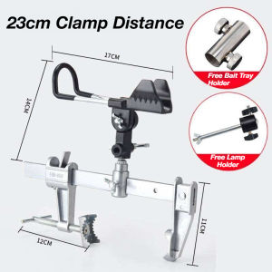 XMSJ | Bridge Fishing Rod Holder 360 Degree Universal Adjustable Clamp On Railing Bracket Upgraded Tiger Clip Boat Sea Pole Mount Racks