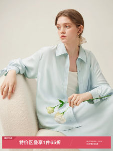 Sun Protection Lightweight Long Sleeve Loose Fit Blue Shirt Womens Summer Casual Style Polo Collar Single Button Closure Shirt