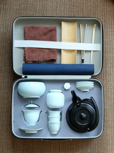 Tea Art Teaching Training Tea Set Suit Dehua White Porcelain Kung Fu Tea Set For Home Porcelain Gaiwan Tea Making Travel Pack