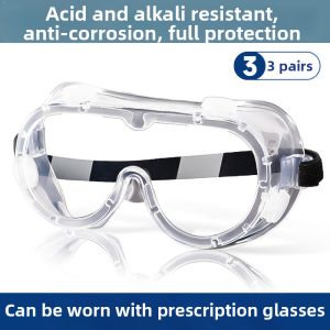 Chemical Lab Anti-fog Splash-proof Acid-Alkali Resistant Goggles Compatible with Glasses