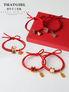 New Year Celebration Red Hair Ties Festive Dragon Head Hair Bands Womens Fashion Hair Accessories Korean Style D-1725