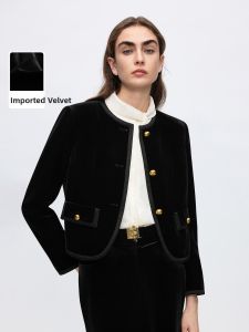 LANCY FROM 25 | Velvet Round Neck Short Coat