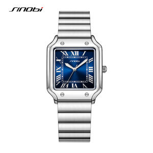 SINOBI Casual Design Mens Quartz Watches Fashion Stainless Steel Mans Wristwatches Business Square Male Relogio Masculino