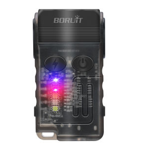 BORUiT V20 180Rotation Powerful LED Flashlight Keychain USB-C Rechargeable Spotlight Camping Fishing Torch Alarm Emergency Lamp
