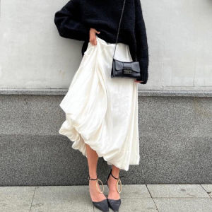 Balloon skirt fashion casual simple high waisted puffy skirt half body skirt for women