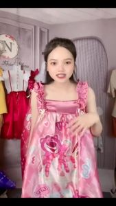 Đầm Mặc Nhà Vải Phi Lụa Mềm Mịn Mẫu Hoạt Hình Ngẫu Nhiên Freesize Dưới 55kg - Đầm Ngủ Nữ Đáng Yêu Nguyên Khánh Store