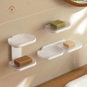 DXL Soap Box Wall-mounted Drain-free Household Toilet Bathroom Soap Rack Double-layer Soap Rack