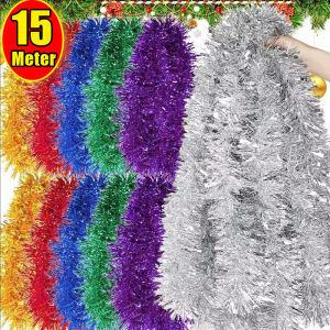 1.5M Christmas Ribbon Garland Ornaments / Colorful Cane Foil Tinsel Glitter Metallic Xmas Tree Ribbons / Xmas New Year Wedding Party Decoration Supplies