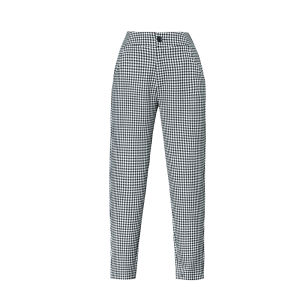 Tiiwgjiy | Black White Plaid Elastic Waist Harem Pants Womens Casual Trousers Spring Autumn New Style High Waist Nine Points Length