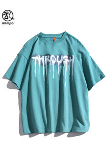 เสื้อยืดคอกลมแขนสั้นผ้าฝ้ายแท้พิมพ์ลายตัวอักษรลำลองสำหรับผู้ชาย ทรงหลวม ทรงพื้นฐาน แฟชั่นฤดูร้อน ระบายอากาศได้ดี ดูดซับเหงื่อ ไม่ต้องรีด